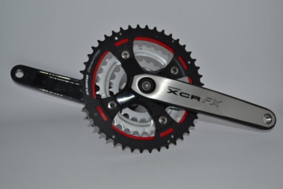 Шатун SR Suntour CW11 XCR V2 424FX SBD BSL, 175MM, 44/32/22T, черный-серебристый