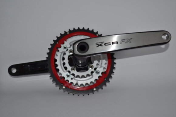 Шатун SR Suntour CW11 XCR V2 424FX SBD BSL, 175MM, 44/32/22T, черный-серебристый