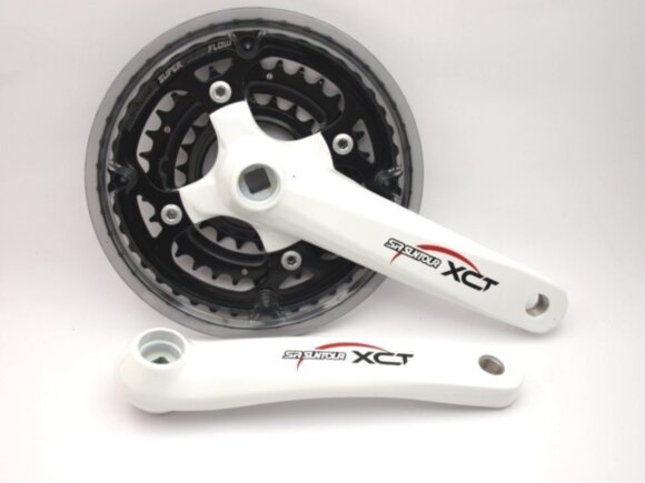 Шатун SR Suntour CW13 XCT T312 WHSG, 170MM, 42/32/22T, белый-черный