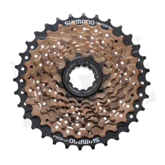 Кассета Shimano CS-HG20, 9k, 11-32T, черный-бронзовый Кассета Shimano CS-HG20, 9k, 11-32T, черный-бронзовый
