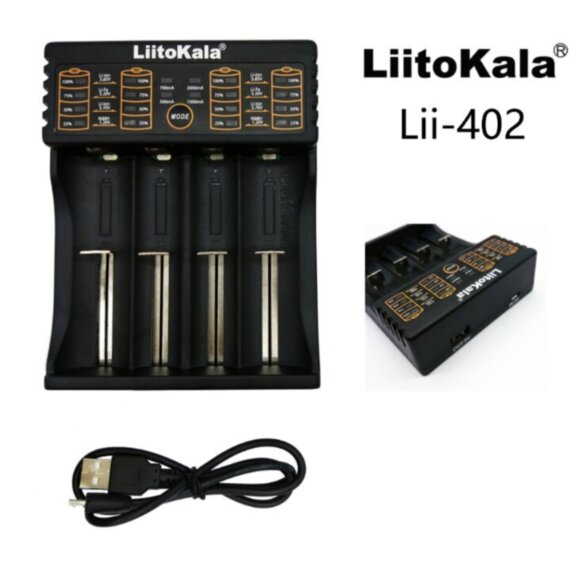 Универсальное интеллектуальное зарядное устройство / повербанк Liitokala Lii-402 (4 x18650 / 26650 / AA / AAA)