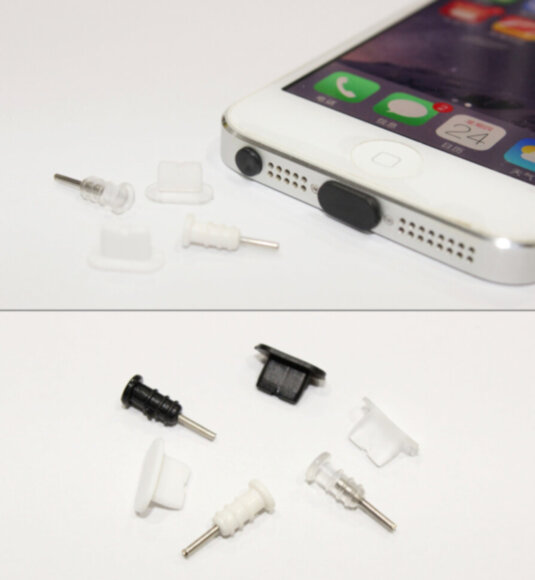 Заглушки силиконовые защитные от грязи, комплект: аудио Mini-Jack 3.5 mm 1 Micro-USB / iPhone 5, 6 / Type-C