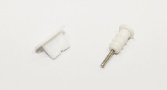 Заглушки силиконовые защитные от грязи, комплект: аудио Mini-Jack 3.5 mm 1 Micro-USB / iPhone 5, 6 / Type-C Micro-USB, БЕЛЫЙ