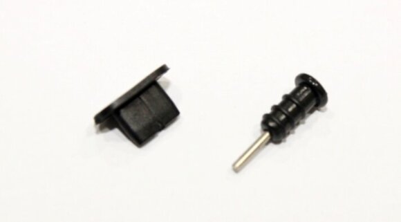 Заглушки силиконовые защитные от грязи, комплект: аудио Mini-Jack 3.5 mm 1 Micro-USB / iPhone 5, 6 / Type-C Micro-USB, ЧЁРНЫЙ