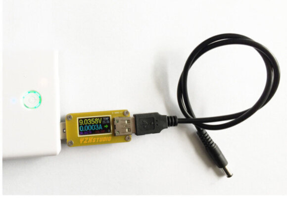 Кабель USB "повышайка"/DC-штырьковый "папа" DC35135/DC5521: 5В -> 9/12 В для питания от повербанка/QC 2.0/3.0 9 В, DC 5.5 * 2.1 мм