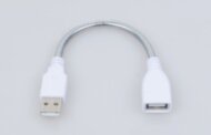 Кабель USB / переходник / удлинитель жёсткий металлический сегментный 20 см (USB папа - USB мама)